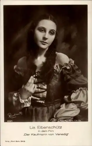 Ak Schauspielerin Lia Eibenschütz, im Film Der Kaufmann von Venedig, Portrait