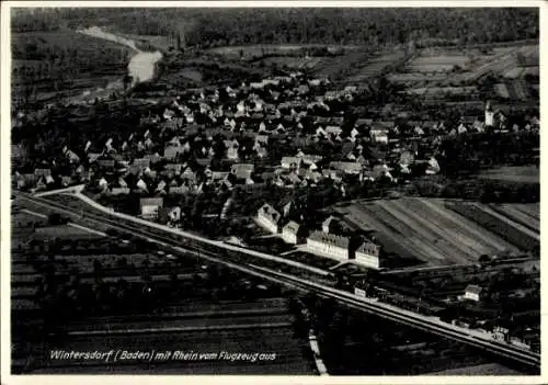 Ak Wintersdorf Rastatt im Schwarzwald Baden, Fliegeraufnahme