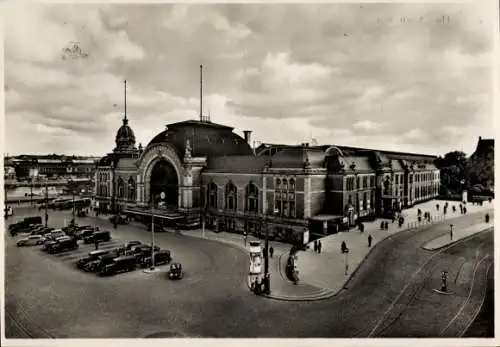 Ak Kiel, Hauptbahnhof, Litfaßsäule, Autos