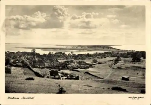 Ak Hiddensee, Ortschaft mit Inselblick und Landschaft