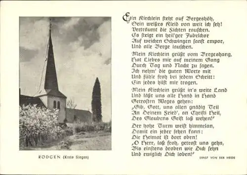 Gedicht Ak Rödgen Obersdorf Wilnsdorf im Siegerland, Kirche