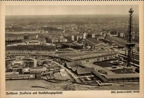 Ak Berlin Charlottenburg Westend, Funkturm, Ausstellungsgelände, Funkhaus