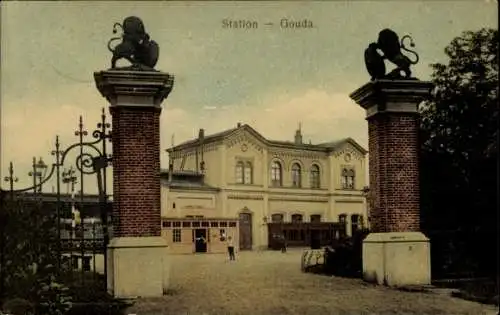 Ak Gouda Südholland Niederlande, Bahnhof