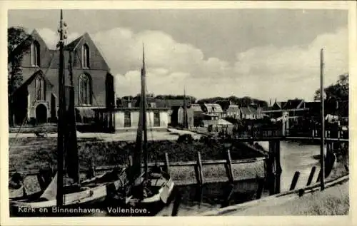 Ak Vollenhove Overijssel, Kirche und Binnenhafen