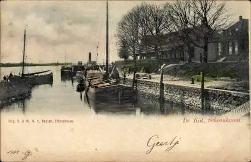 Ak Schoonhoven Zuid-Holland Nederland, De Kat, Boote