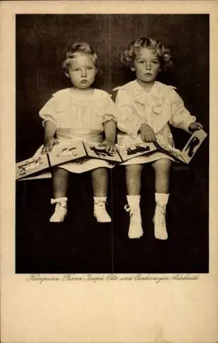 Ak Kronprinz Franz Joseph Otto und Erzherzogin Adelheid, Kinder von Kaiser Karl I.