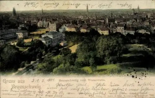 Ak Braunschweig in Niedersachsen, Gesamtansicht, Wasserturm