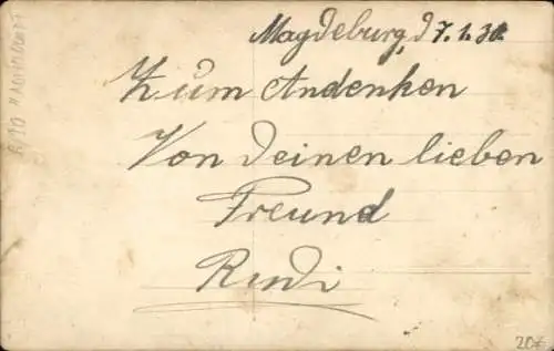 Foto Ak Radrennfahrer Rudi auf der Radrennbahn, Magdeburg 7.1.1930