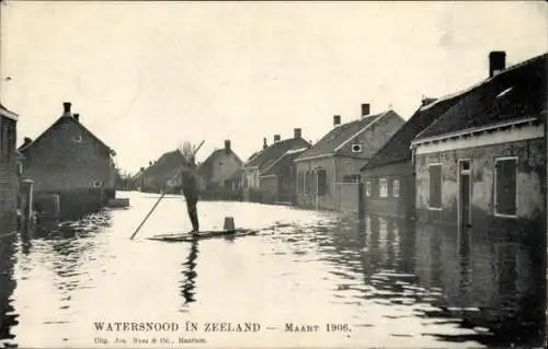 Ak Zeeland Niederlande, Hochwasser März 1906