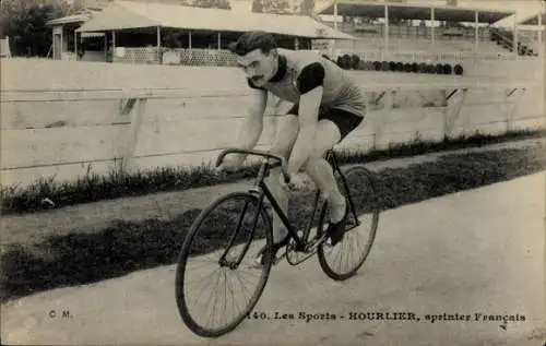 Ak Radrennfahrer Hourlier, französischer Sprinter