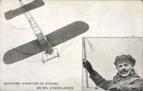 Ak Stockel Woluwe-Saint-Pierre Sint-Pieters-Woluwe Bruxelles Brüssel, Pilot Olieslagers, Flugzeug