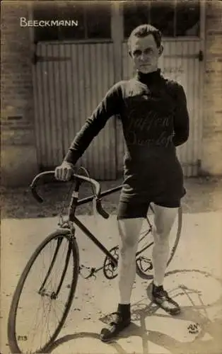 Ak Radrennfahrer Beeckmann, Standportrait, Fahrrad