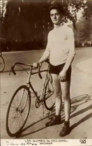 Ak Radrennfahrer Jean Brunier, Standportrait, Fahrrad