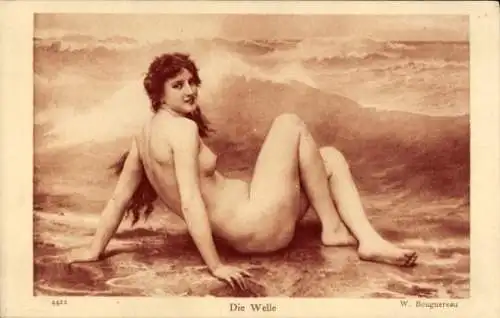 Künstler Ak Bouguereau, W., Die Welle, nackte Frau am Strand