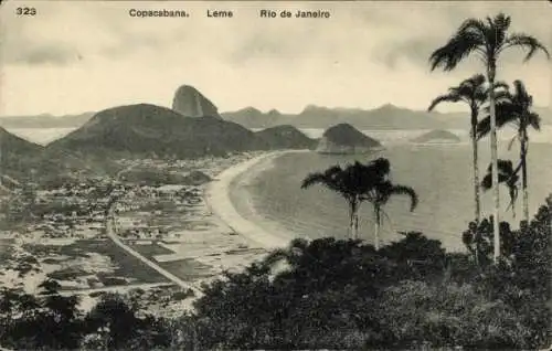 Ak Copacabana Rio de Janeiro Brasilien, Gesamtansicht, Leme