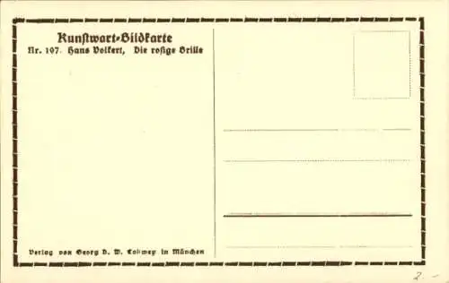 Künstler Ak Volkert, Hans, Die rosige Brille, nackte Frauen, Maler, Kunstwart Bildkarte Nr. 197