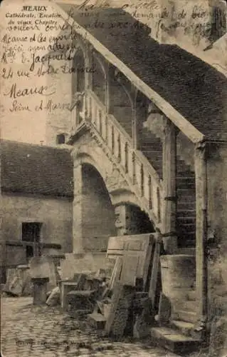 Ak Meaux Seine-et-Marne, Kathedrale, Escalier du vieux Chapitre