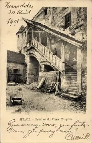 Ak Meaux Seine-et-Marne, Treppe des alten Kapitels