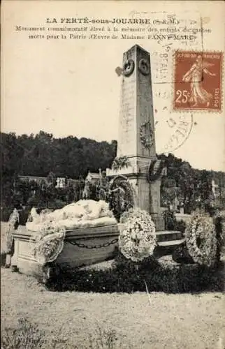 Ak La Ferté sous Jouarre Seine et Marne, Denkmal zum Gedenken an Kinder