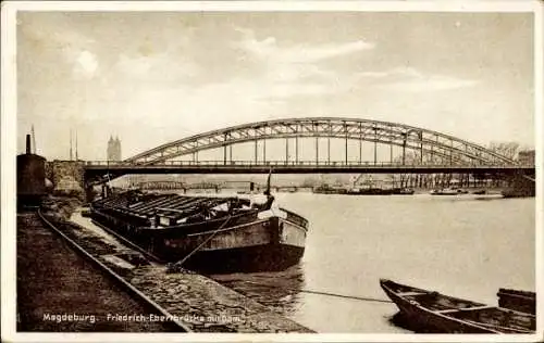 Ak Magdeburg an der Elbe, Friedrich-Ebert-Brücke, Dom