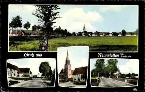 Ak Neunstetten Herrieden in Mittelfranken, Gesamtansicht, Kirche