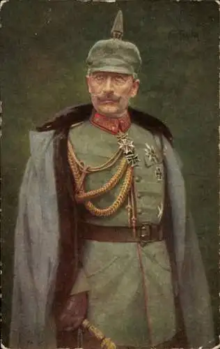 Künstler Ak Kaiser Wilhelm II., Portrait in Uniform, Pickelhaube