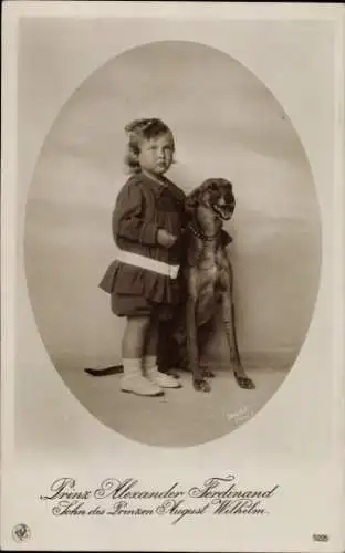 Ak Prinz Alexander Ferdinand von Preußen, Portrait mit Hund