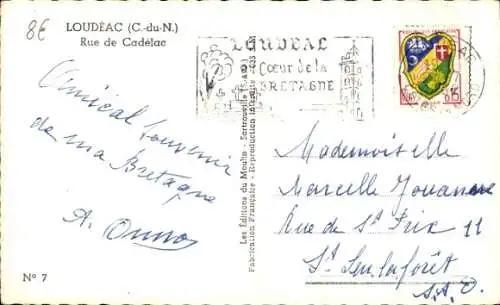 Ak Loudeac Côtes-d’Armor, Rue de Cadelac