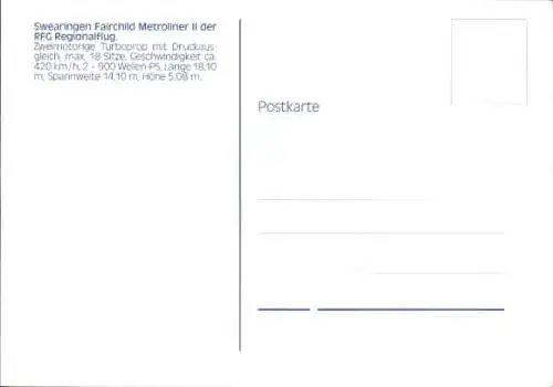 Ak Passagierflugzeug, Swearingen Fairchild Metroliner II, RFG Regionalflug, Turboprop