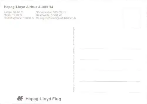 Ak Passagierflugzeug der Hapag Lloyd, Airbus A 300 B 4