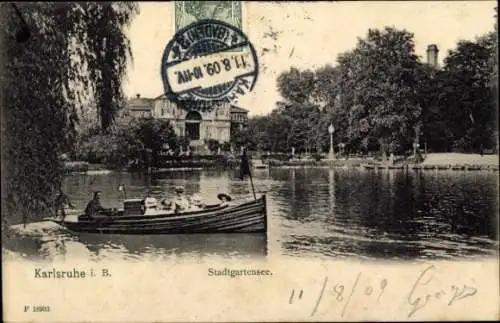 Ak Karlsruhe in Baden, Stadtgartensee