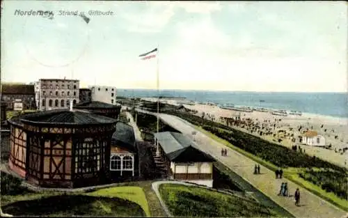 Ak Nordseebad Norderney Ostfriesland, Strand, Giftbude