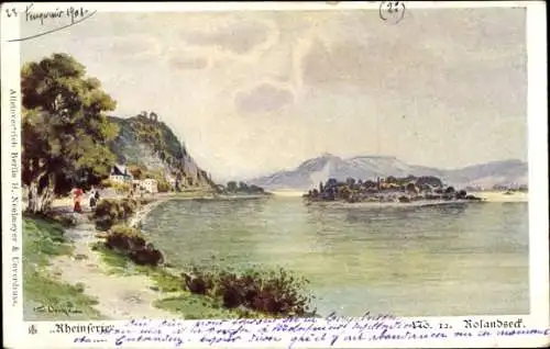 Künstler Ak Rolandseck Remagen am Rhein, Panorama, Rolandsbogen