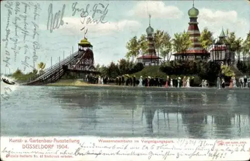 Ak Düsseldorf am Rhein, Kunst- und Gartenbau-Ausstellung 1904, Wasserrutschbahn