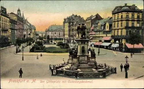 Ak Frankfurt am Main, Goetheplatz, Gutenbergdenkmal