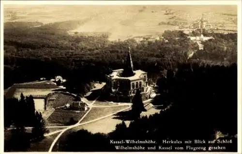 Ak Bad Wilhelmshöhe Kassel in Hessen, Fliegeraufnahme, Herkules, Schloss