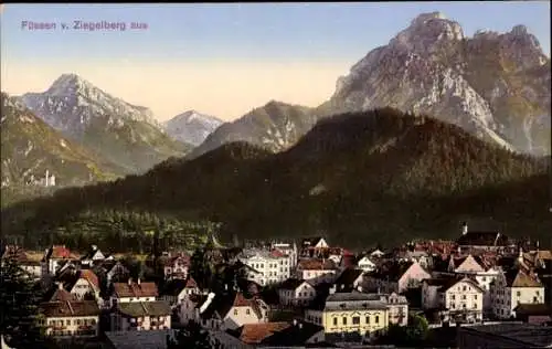 Ak Füssen am Lech Allgäu, Blick vom Ziegelberg aus