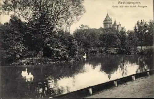 Ak Recklinghausen, aus den Städt. Anlagen: Teich