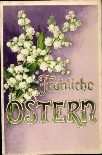 Präge Litho Glückwunsch Ostern, Maiglöckchen