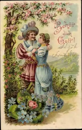 Präge Litho Behüt dich Gott, Liebespaar, Trompeter von Säckingen