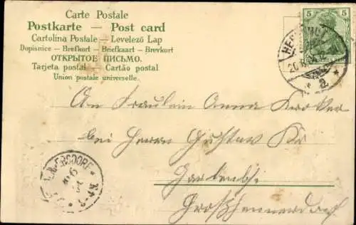 Präge Litho Behüt dich Gott, Liebespaar, Trompeter von Säckingen