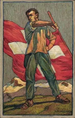 Ganzsachen Künstler Ak Wieland, H. B., Schweizer Bundesfeier 1912