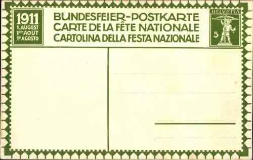 Ganzsachen Künstler Ak Dunka, Schweiz, Bataille de la Birse 1444, Bundesfeier 1911