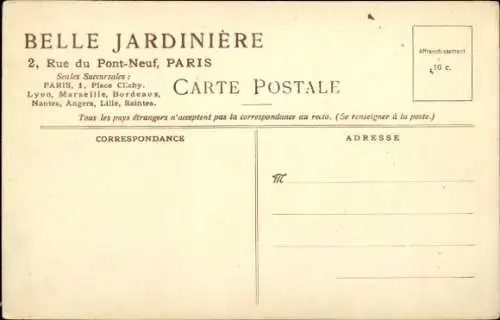 Künstler Ak Mouren, Les Cartes Postales Aquarelles de la Belle Jardiniere, Paris, Reklame