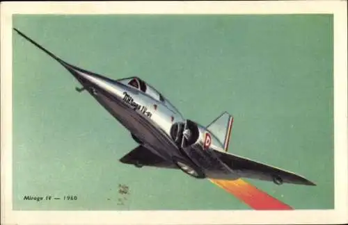 Ak Bomber Mirage IV, 1960, französisches Militärflugzeug, Reklame, Chocolats Tobler