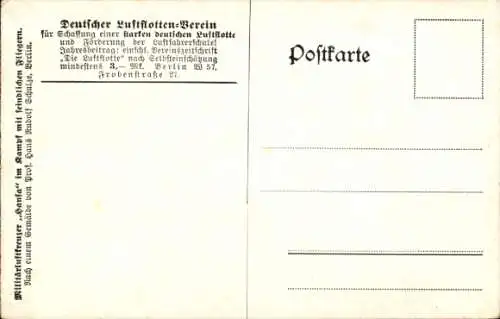 Künstler Ak Schulze, Hans Rudolf, Zeppelin Luftschiff Hansa im Kampf mit feindl. Fliegern, I WK