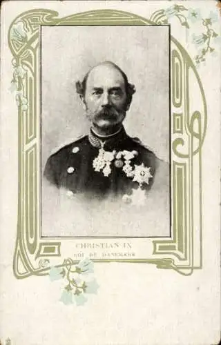 Passepartout Ak Christian IX, König von Dänemark, Portrait