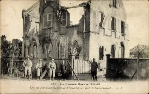 Ak Steinbach Elsass Bas Rhin, Ruine eines Hauses nach dem Bombardement 1914-15