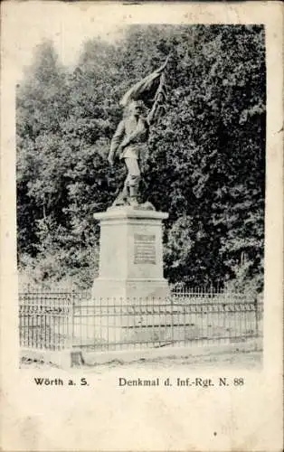 Ak Wœrth sur Sauer Woerth Wörth an der Sauer Elsass Bas Rhin, Denkmal Inf. Regt. Nr. 88