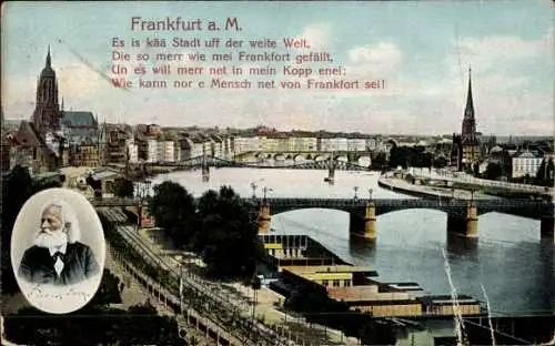 Ak Frankfurt am Main, Gesamtansicht, Gedicht Friedrich Stoltze